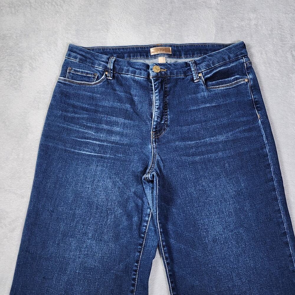 Kut From The Kloth Meg Fab Ab Wide Leg Jeans Blue High Rise Raw Hem Womens 12 - Picture 2 of 9